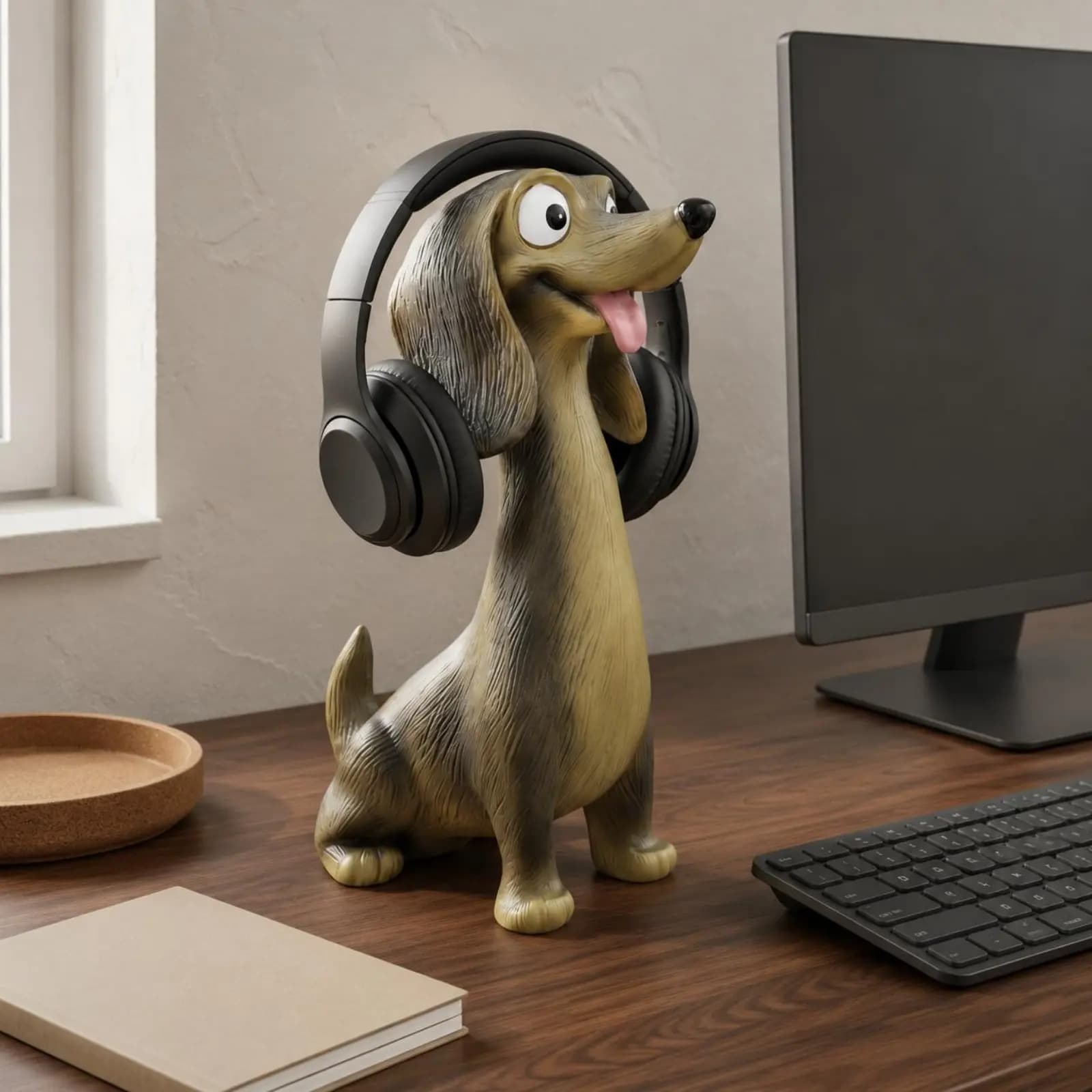 Dog Headphone Stand Decorative Dog Headset Holder Creature Headphone Stand Desktop Decor Desk Accessory Cute for Office
