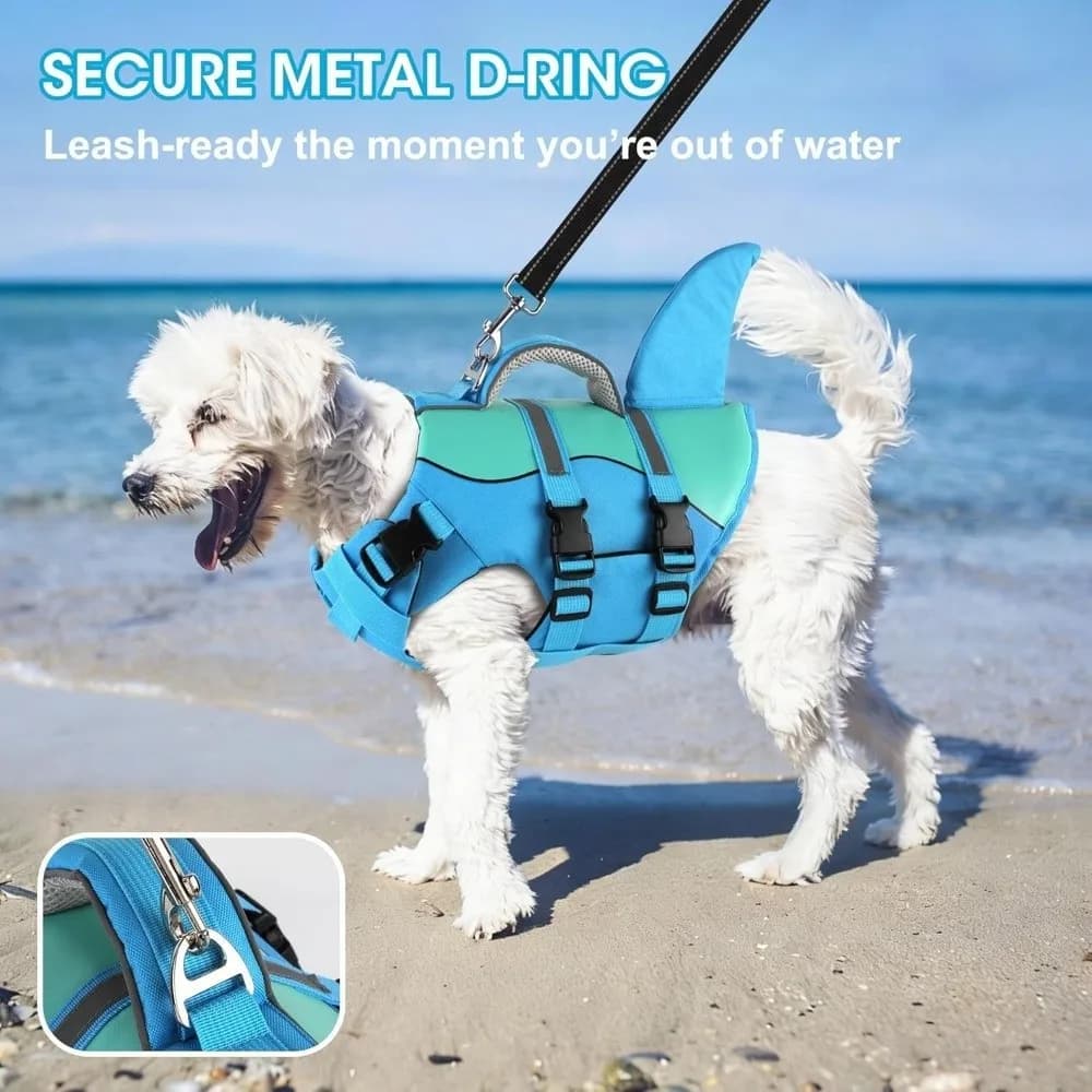 Fashion Adjustable Pet Life Jacket High Buoyancy Waterproof Dog Swimming Vest Safety Handle Breathable Pet Swimsuit Water Sports