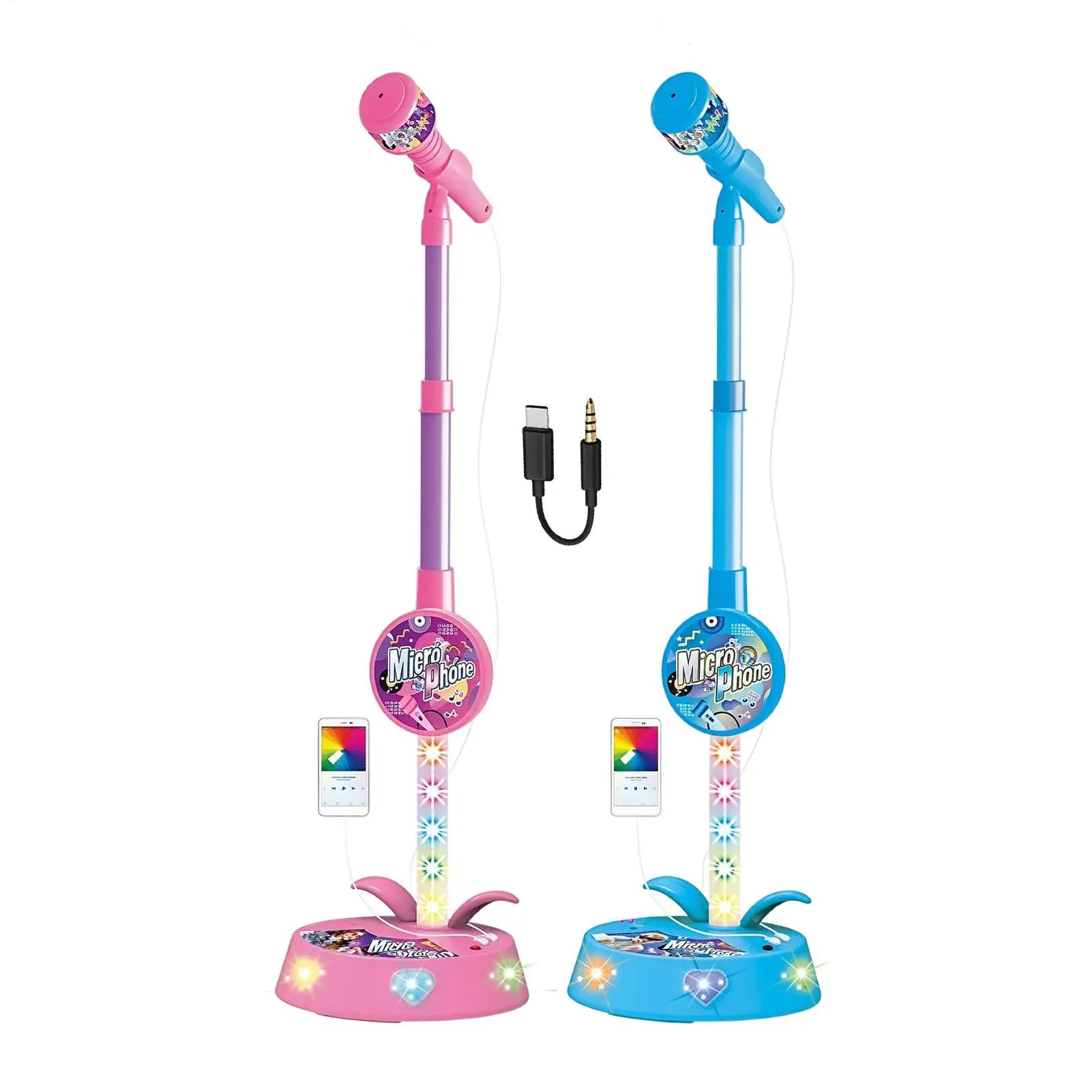 Microphone for Kids with Stand Wireless Adjustable Height Portable Toys Kids Karaoke Sing Music Microphone for Classroom Travel