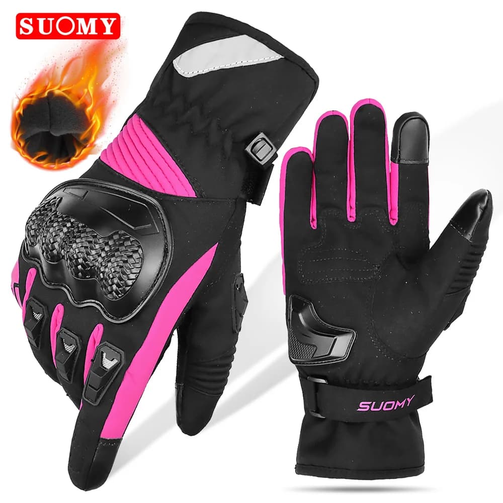 SUOMY Guanti da moto invernali Guanti da equitazione da moto caldi impermeabili antivento Donna Lady Pink Motocross Guantes Touch Screen