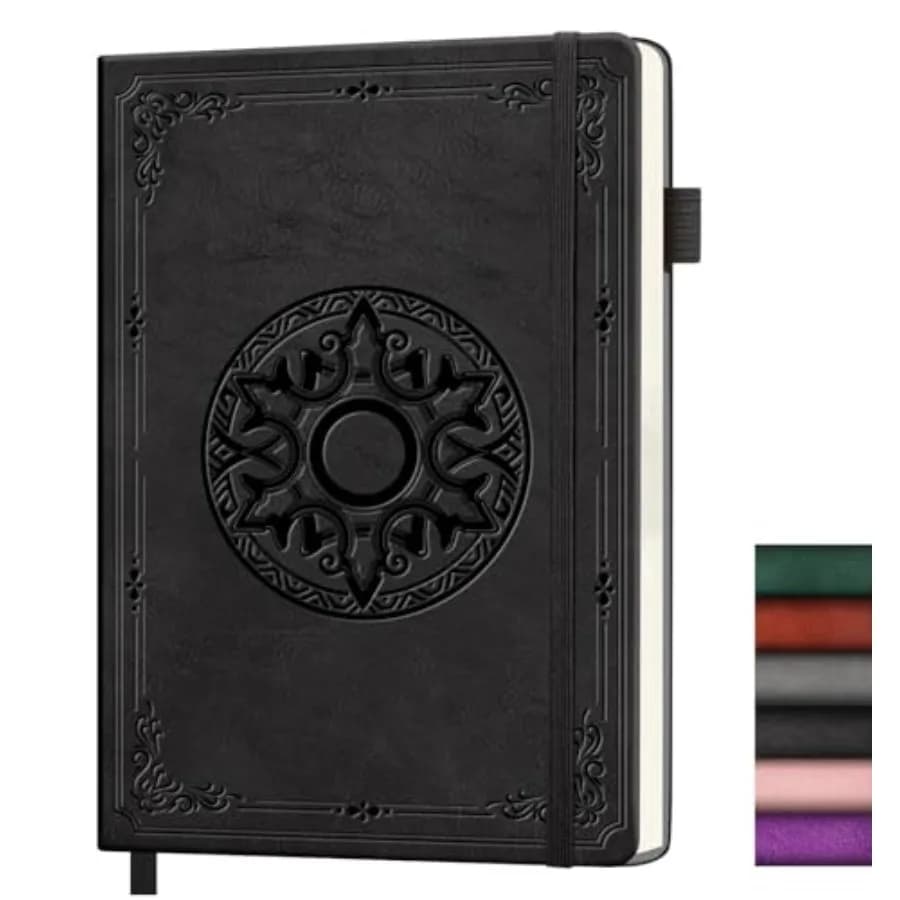Lined Journal Notebook, A5 Leather Vintage Journals for Writing, 288 Pages College Ruled Notepad for Women Men, Vegan Leather D