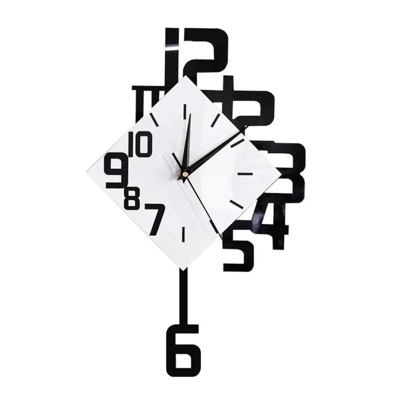 Grande Orologio a Pendolo Digitale da Parete, Stile Moderno Bianco e Nero con Display Irregolare, Elegante Orologio Decorativo Oscillante