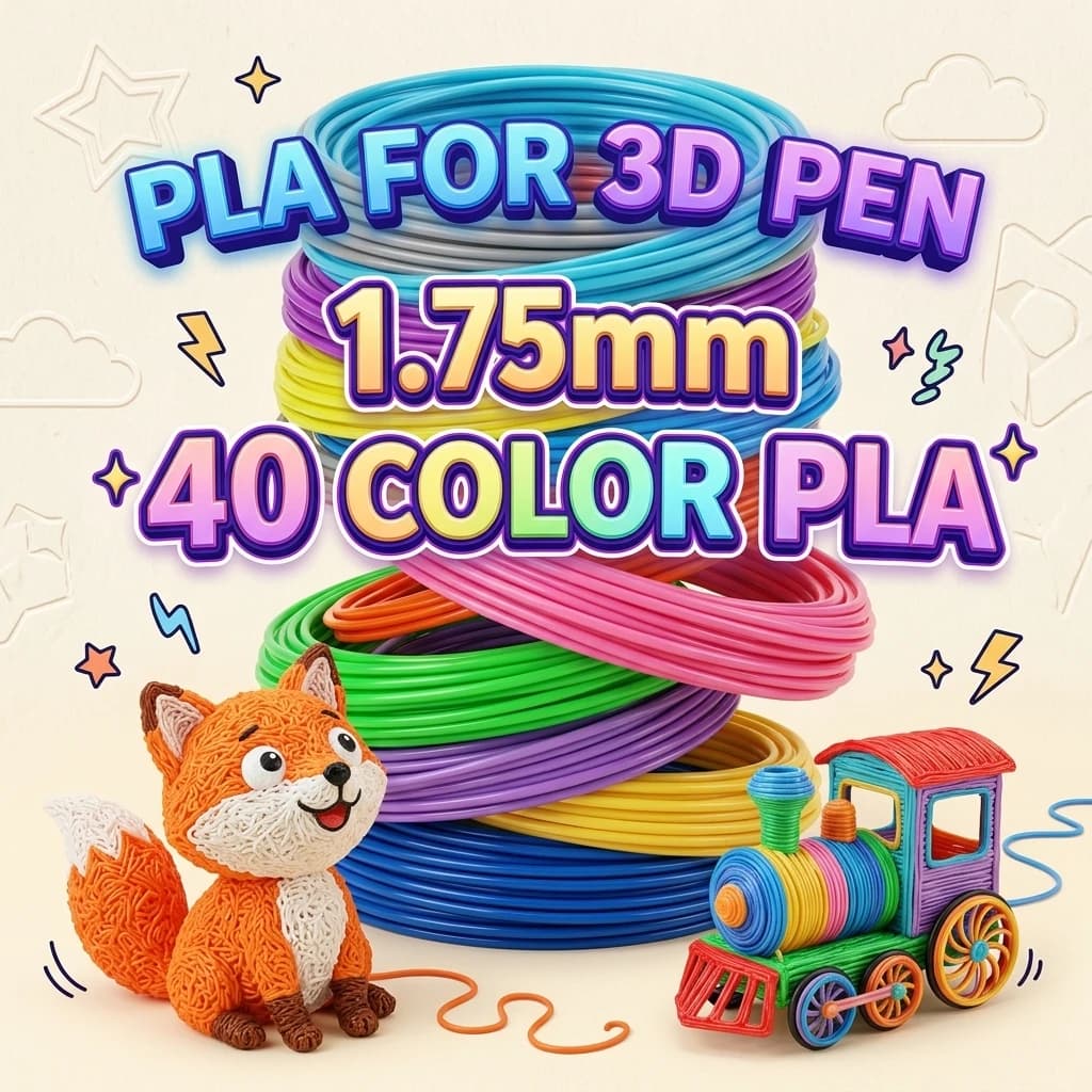 3D Printing Pen with PLA Filament 1.75mm, 40 Colors with Various Choice Combinations, 3D Pen and Drawing Line Material