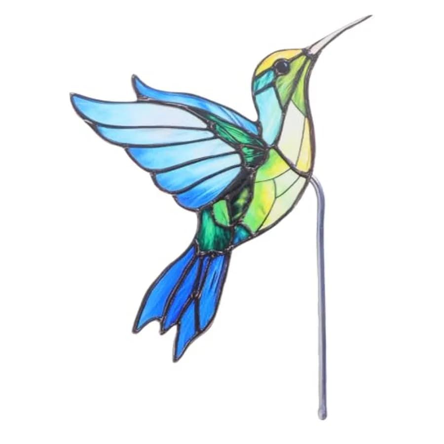 Bird Flower Pot Stakes Acrylic Hummingbird Plant Pot Huggers Decorative Garden Animal Stakes DIY Bonsai Ornament for Fairy Gard