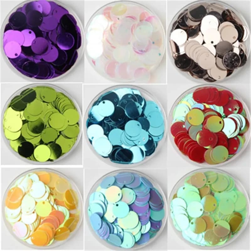 20 g/lotto Paillettes 10/15/20/25/30mm PVC Piatto Rotondo Paillettes Allentate Paillettes Cucito Accessori Artigianali di Nozze Lentejuelas Para Coser