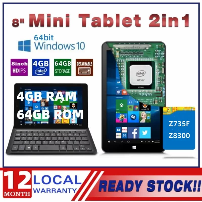 4 GB/8 GB of RAM 64 GB/128 GB of ROM 8 POLLICI 64 bit Windows 10 Tablet PC X5-Z8350 1.44 GHz Quad-Core Mini Tablet Double Camera