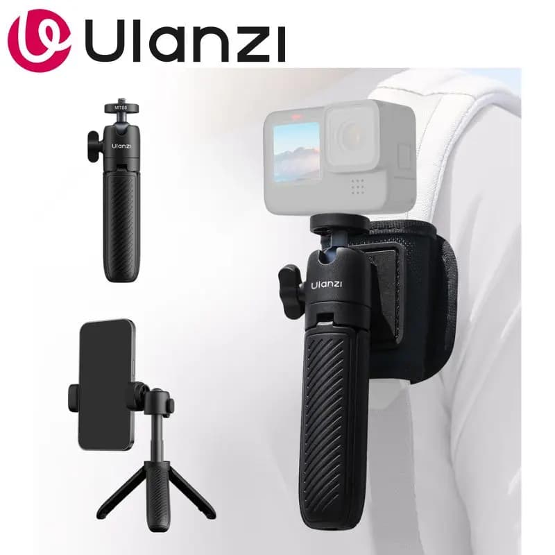 Ulanzi MT88 ClipMate Treppiede 3-in-1 con Clip per Zaino, Asta Selfie e Cinghia in Velcro per Action Cam, Smartphone, Vlog, Viaggi e Riprese POV