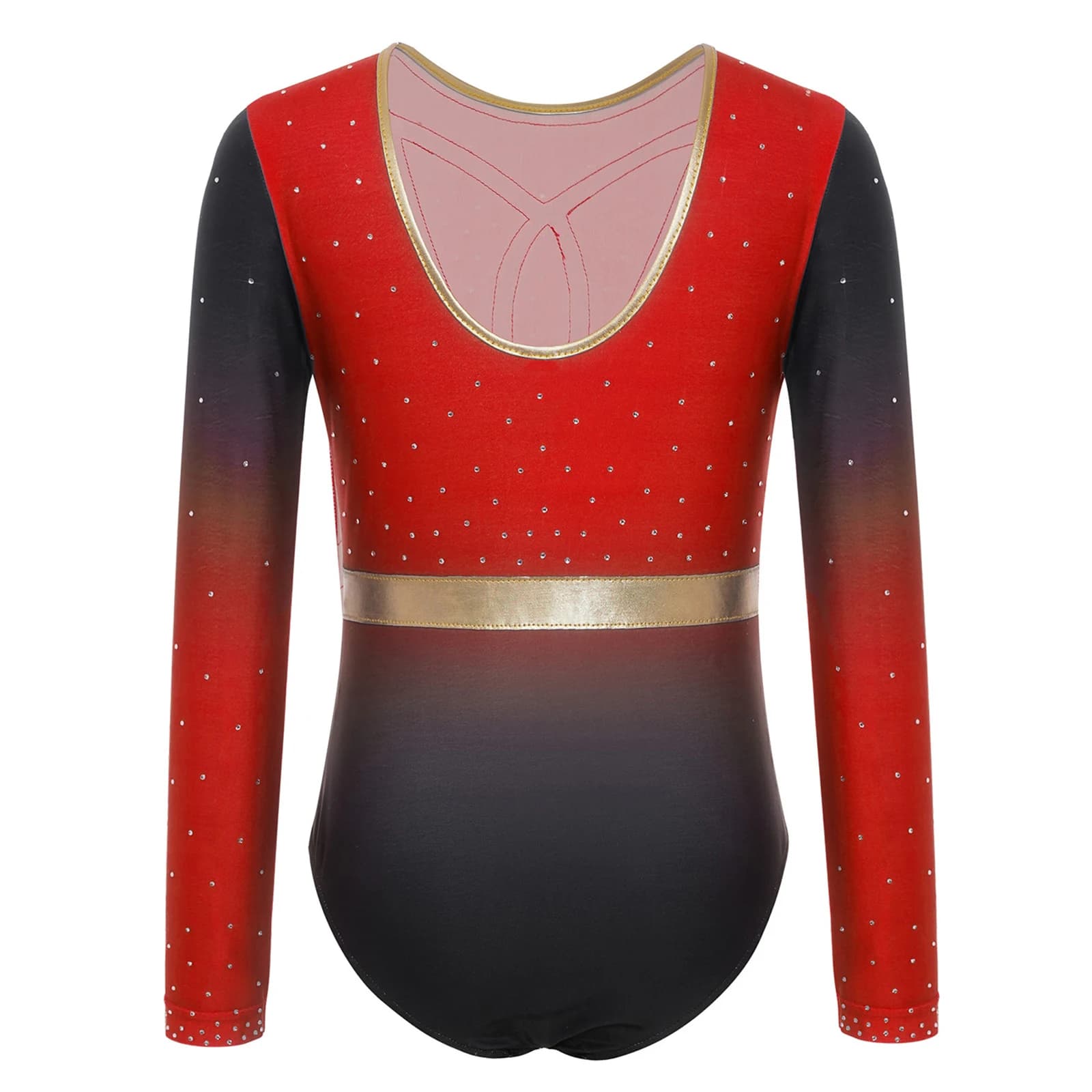 Tute per Bambini, Costume da Danza Classica, Body da Ginnastica Sfumato per Ragazze, Body da Pattinaggio Artistico con Strass