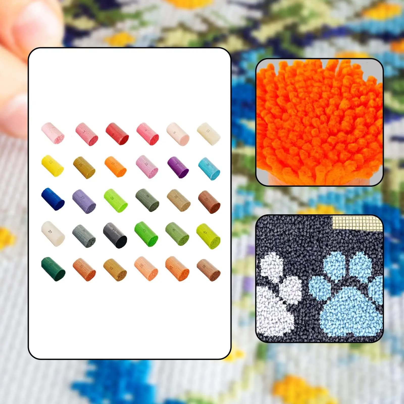 Latch Hook Yarn Bundle Acrylic Fluffy Precut Crochet Yarn Kit for Embroidery Cushion Covers and Rug Making DIY
