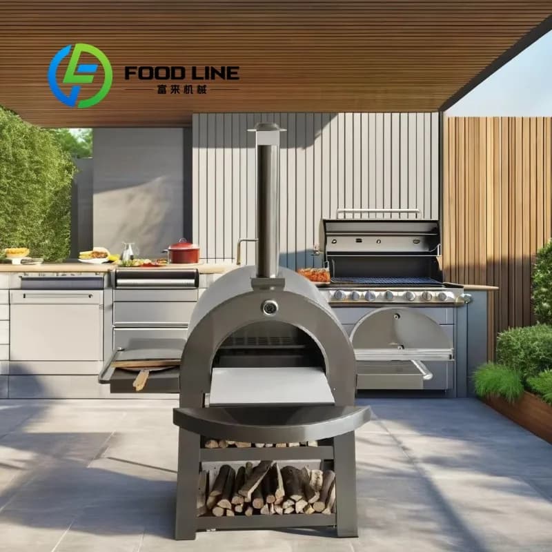 Forno per Pizza Portatile Moderno e Lussuoso, Design a Riscaldamento Rapido, in Acciaio Inox, Barbecue a Carbone con Pietra Ceramica per Casa e Giardino