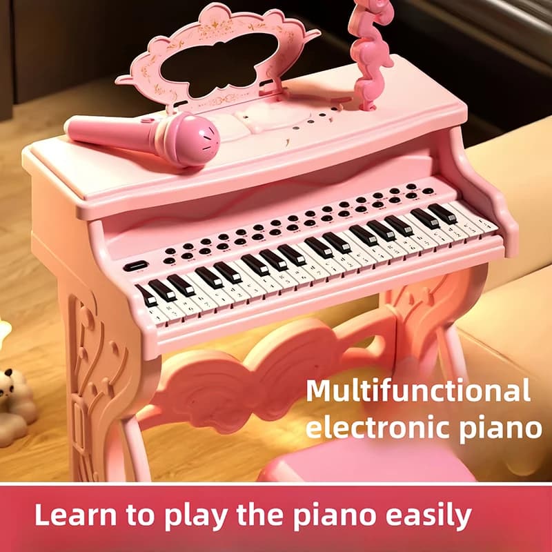 Tastiere per pianoforte elettronico con microfono Giocattoli educativi ricaricabili Strumenti musicali multifunzionali Regali per ragazzi e ragazze