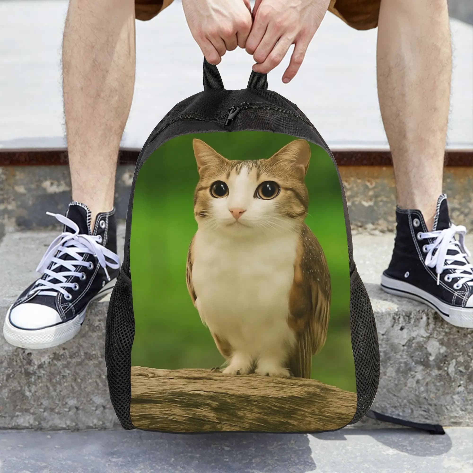 Zaino Meowl Cat Owl Divertente e di Tendenza per Donne, Zaino Classico per Studenti, Borsa per Laptop, Zaino da Viaggio per Bambini