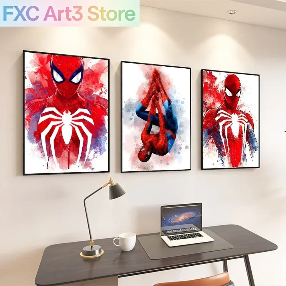 Frameless,1pc less canvas painting SpiderMan Marvel Movie Style Wall Art Posters Superhero Home Decor Canvas Painting Mural P