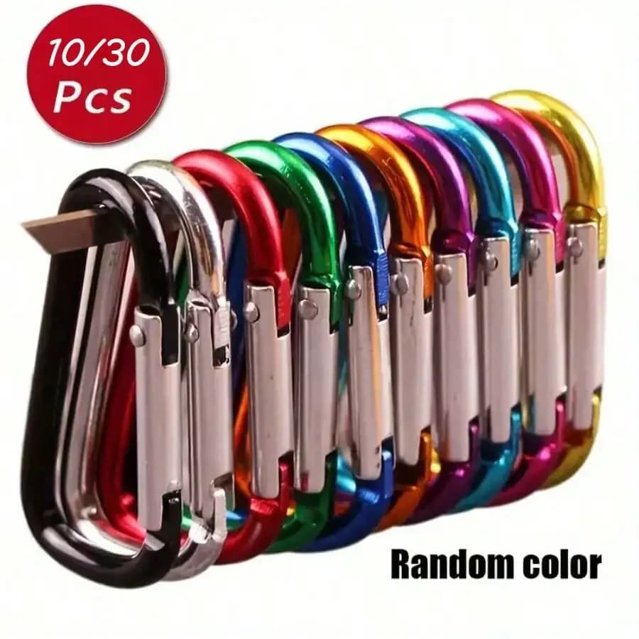 Clip in lega resistente da 10/30 pezzi, robusto gancio antiruggine a sgancio rapido, piccolo connettore portatile leggero e durevole, ideale per accessori da zaino, campeggio all'aperto, escursionismo, viaggi, conservazione quotidiana in casa, organizer per portachiavi, appendioggetti e altro.