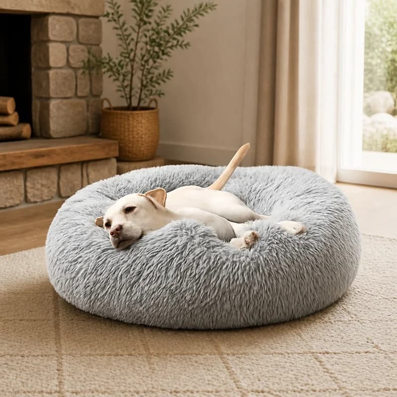 Cozy Round Plush Pet Bed for Cats and Dogs, Washable Soft Basket Ideal for Small to Large Breeds, Winter Warmth