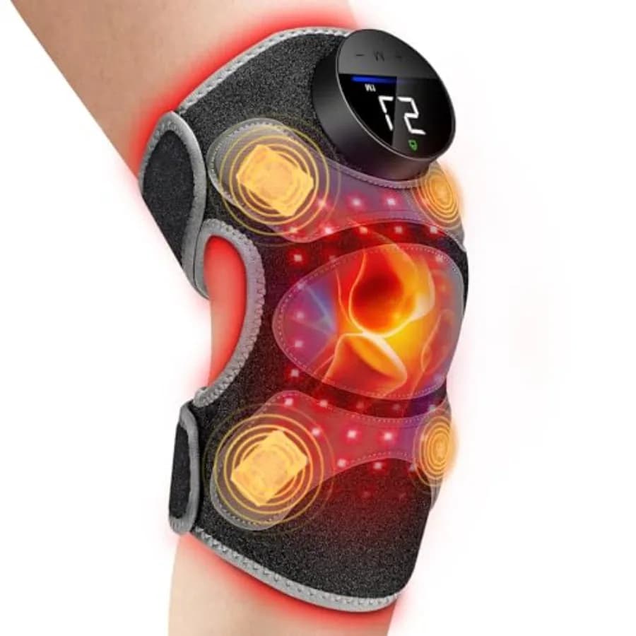 Ginocchiera Terapeutica a Luce Rossa 2.0 Migliorata - Massaggiatore per Ginocchia con 4 Motori a Vibrazione, Controller Senza Fili, Infrarossi Vicini 660nm 850nm