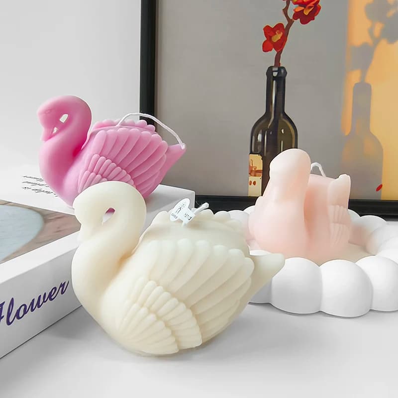 3D Swan stampo in Silicone fai da te candela profumata gesso sapone fatto a mano stampo resina epossidica animale cigno decorazioni per la casa artigianato