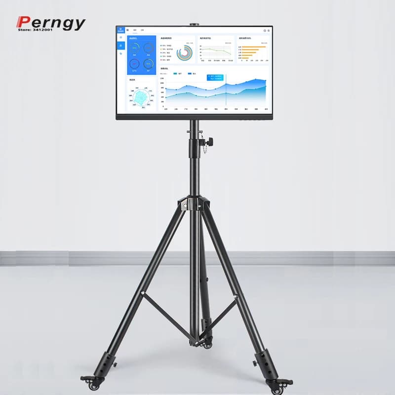 ST100-R 10 "-27" TV Treppiede da pavimento carrello Supporto per monitor altezza regolabile 180 cm 150 cm con ruota ruota girevole inclinabile girevole in acciaio