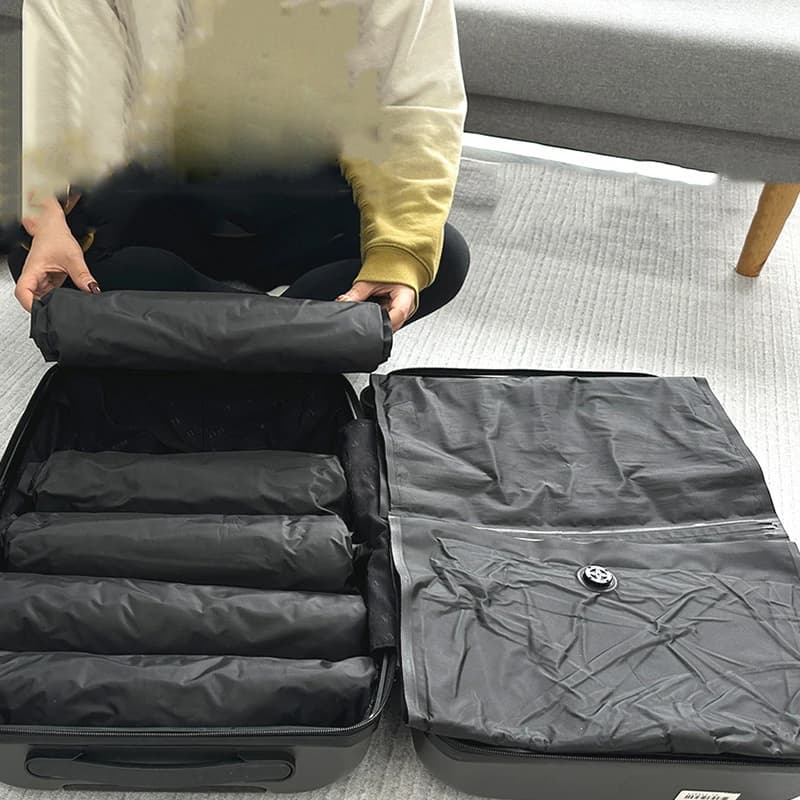 Sacchetti sottovuoto riutilizzabili a mano per viaggi Borsa di compressione sottovuoto impermeabile Bagagli Borsa per riporre indumenti per guardaroba sottovuoto