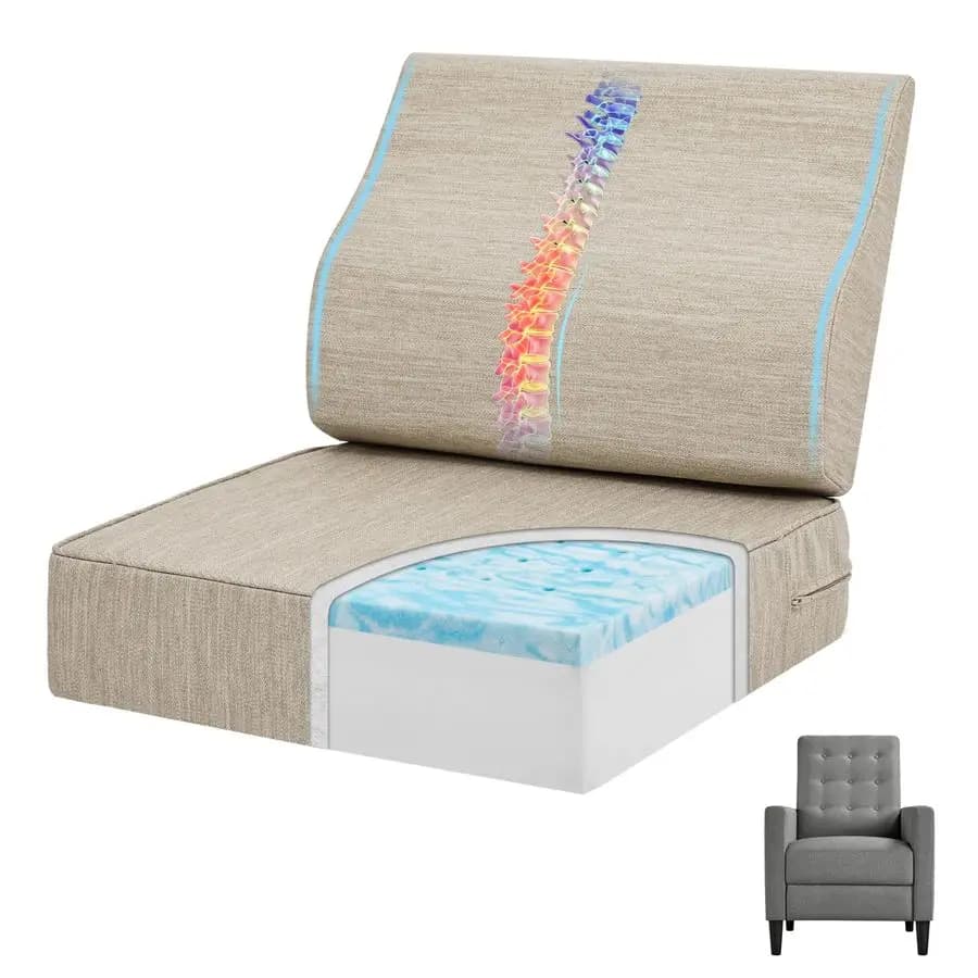 Cuscini in Gel Memory Foam per Poltrona Reclinabile con Supporto Lombare per Anziani, 20x20x5 Pollici, Spessi, Design Brevettato a Doppio Strato, Antiscivolo