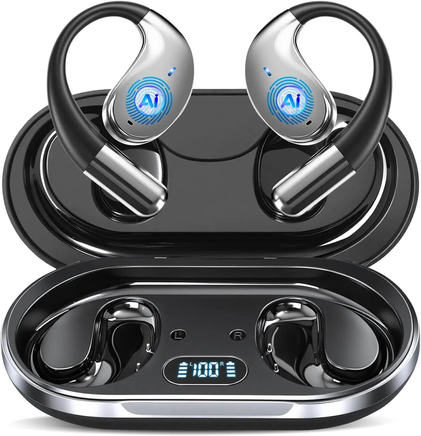 Auxiliary with Real Time AI Translation for 164 Languages, 80 Hours of Autonomy, Bluetooth Wireless for Travel, Business and Learning, Black