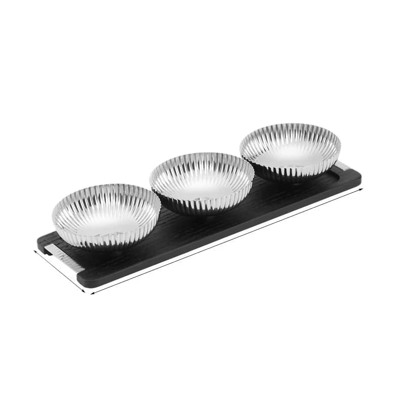 Creative Stainless Steel & Solid Wood Fruit Plate Coffee Table Dried Fruit Snack Storage Tray Home Living Room Decor