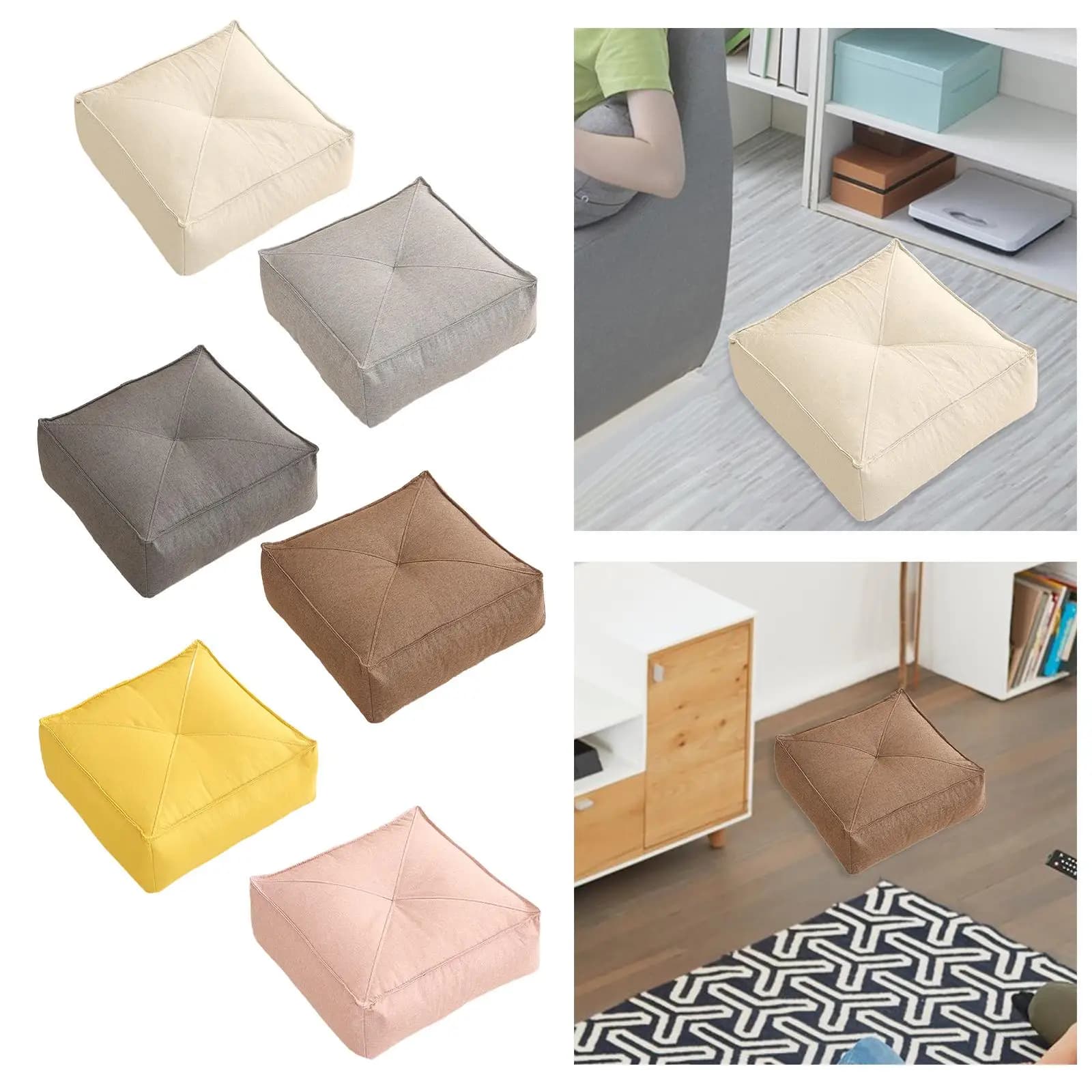 Square Linen Meditation Cushion Pad Floor Pillow for Chair Lounger Living Room Modern Home Decor