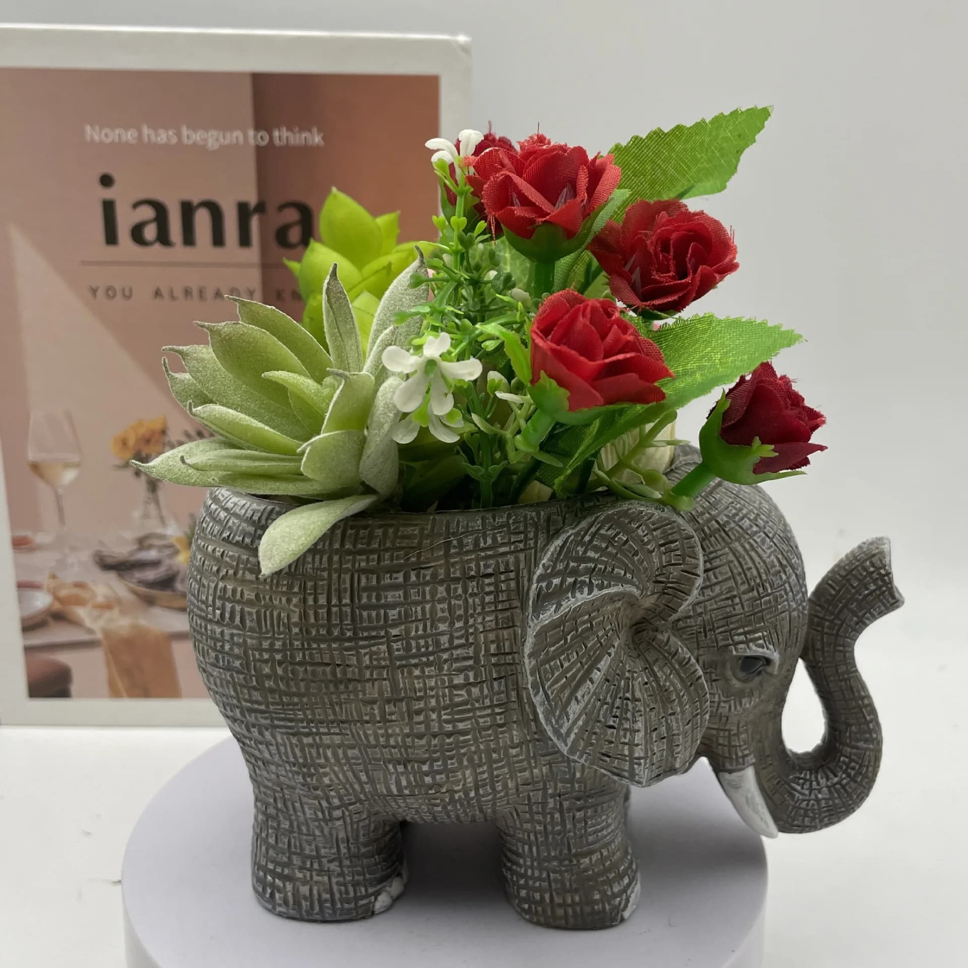 Cute Elephant Resin Succulent Planter, Lucky Wealth Elephant Flower Pot, Creative Home Garden Potted Plant Decor Ornament