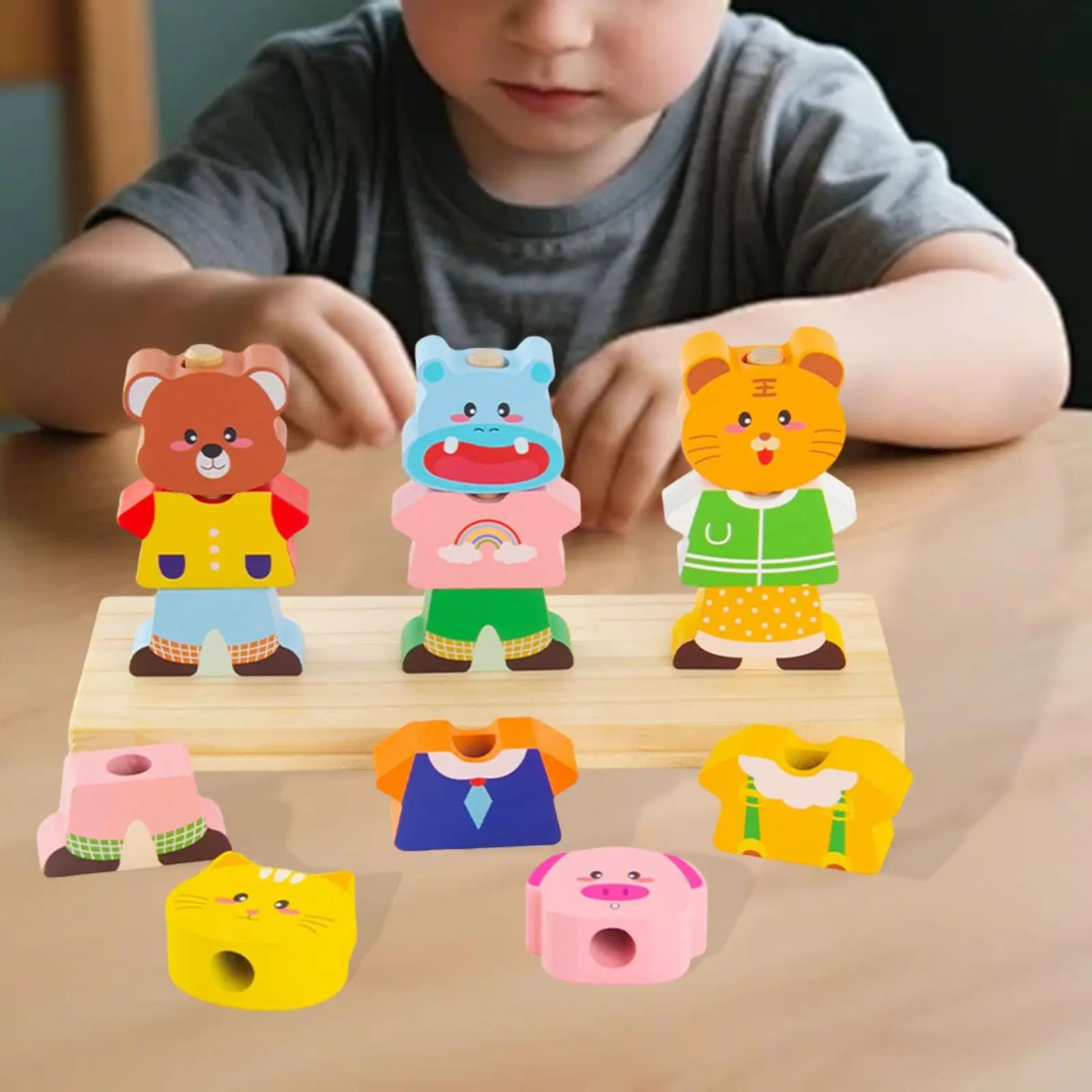 Blocchi di Legno Impilabili per l'Apprendimento, Gioco Educativo per il Riconoscimento dei Colori, Set Creativo di Abbinamenti per Bambini dai 2 ai 5 Anni