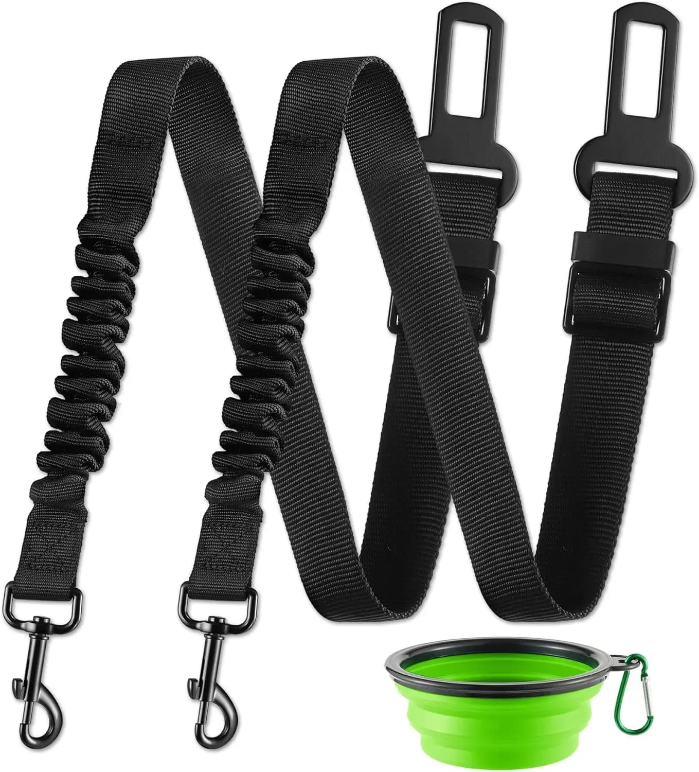 Cintura di Sicurezza Retrattile per Animali Domestici, Imbracatura Regolabile in Nylon per Cani, Accessorio Confortevole per la Sicurezza in Auto (Nero, Confezione da 2)
