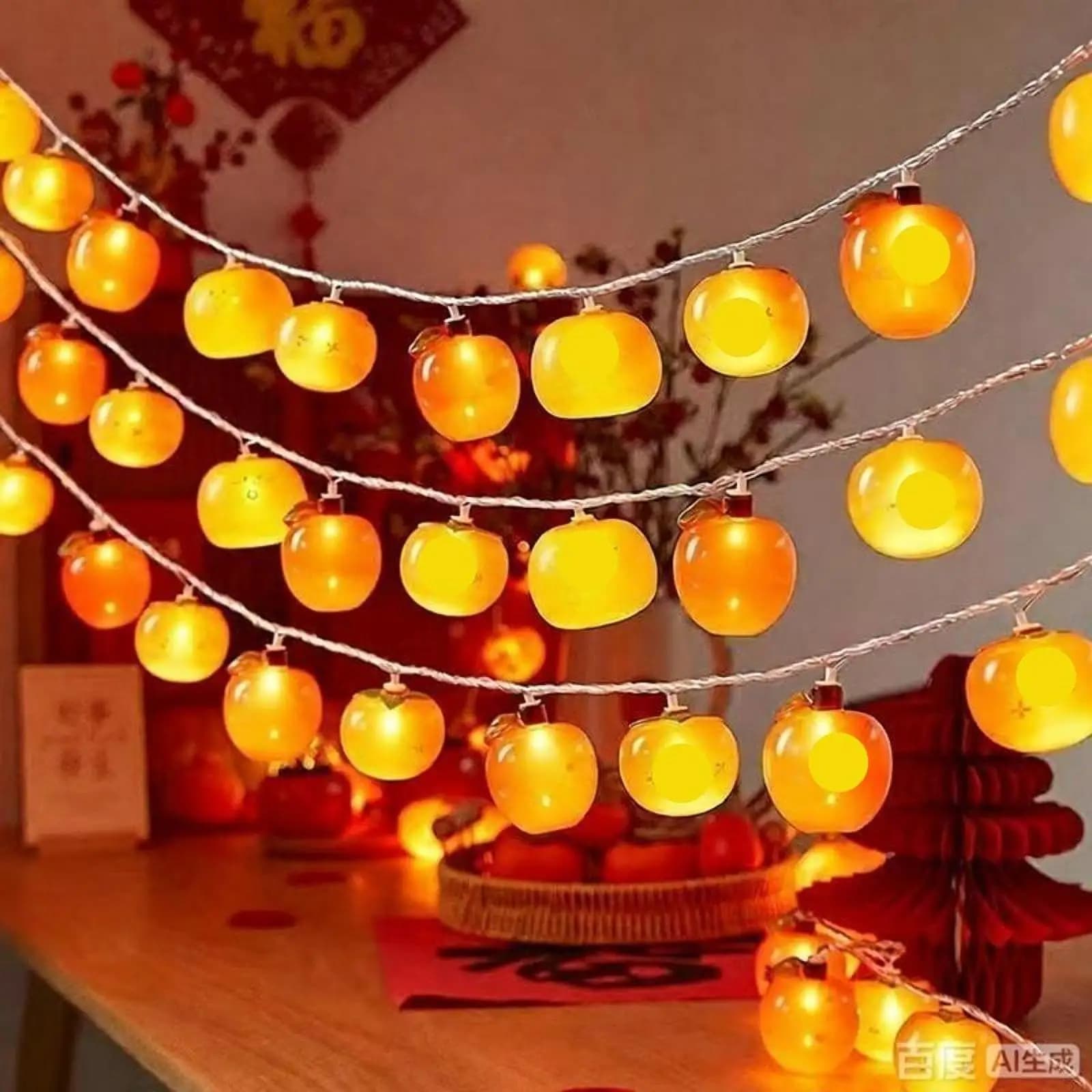 Lanterna a stringa LED a forma di pesimone, luce solare impermeabile con filo di rame caldo, lampada decorativa per soggiorno, giardino e decorazioni per la casa