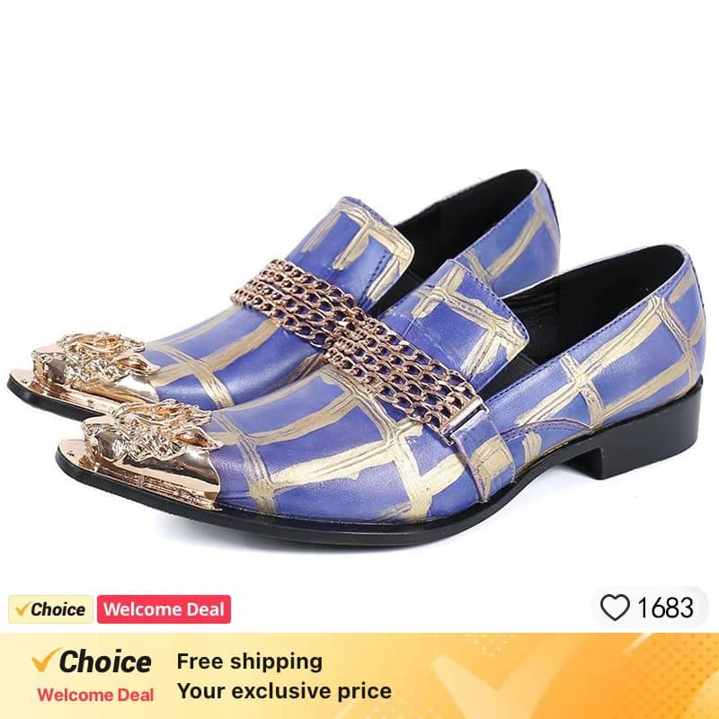 Scarpe eleganti da uomo con punta a punta e graffiti dipinti a mano viola. Calzature per spettacoli formali di design per feste di matrimonio alla moda