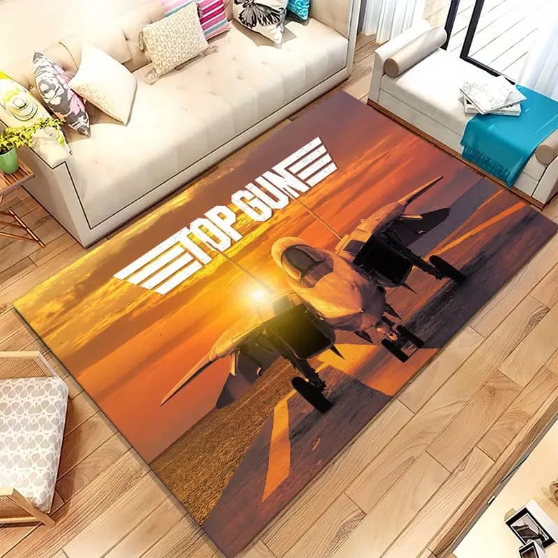 Retro Movie Top Gun Sign Tom Cruise Living Room Non-Slip Area Rug Soft Carpet for Bedroom Kids Playroom Sofa,Home Decor Doormat