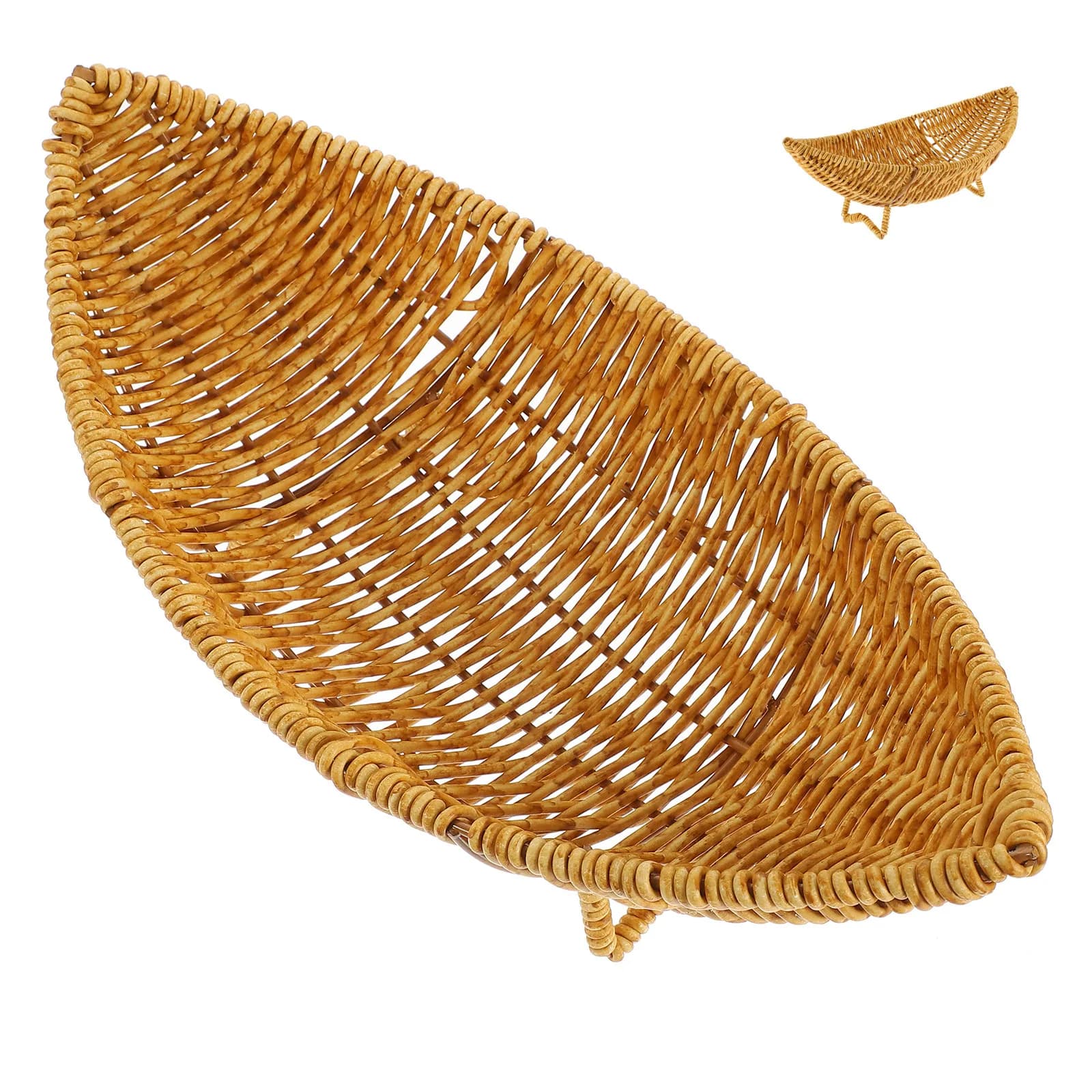 Cesto Portafrutta in Rattan Sintetico, Vassoio da Servizio per Cucina, Soggiorno, Hotel, Contenitore Decorativo per Frutta Secca e Snack