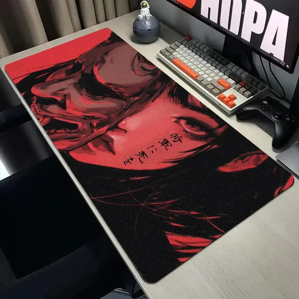 Maschera anime girl Tappetino per mouse Tappetini per tavolo da gioco per computer di grandi dimensioni Tappetini per mouse per tastiera da gioco antiscivolo in gomma XXL Tappetini da scrivania lunghi