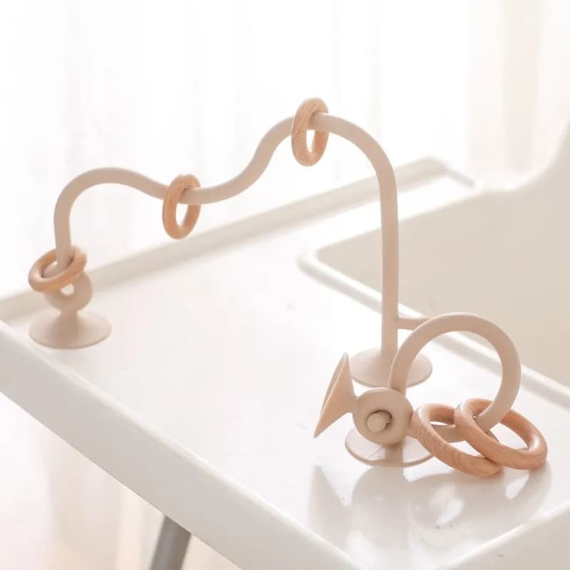 Nuovi bambini Anello in legno Morbido silicone Massaggiagengive Giocattoli Dentizione infantile Giocattoli da masticare Accessori per neonati Fotografia neonato Giocattoli per bambini Regalo
