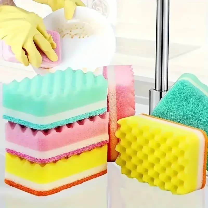 Set di 10 Spugne per Pulizia Colorate e Ondulate, Spazzole per Rimozione Ruggine, Utensili per Pulizia di Cucina e Bagno, Prodotti per la Pulizia