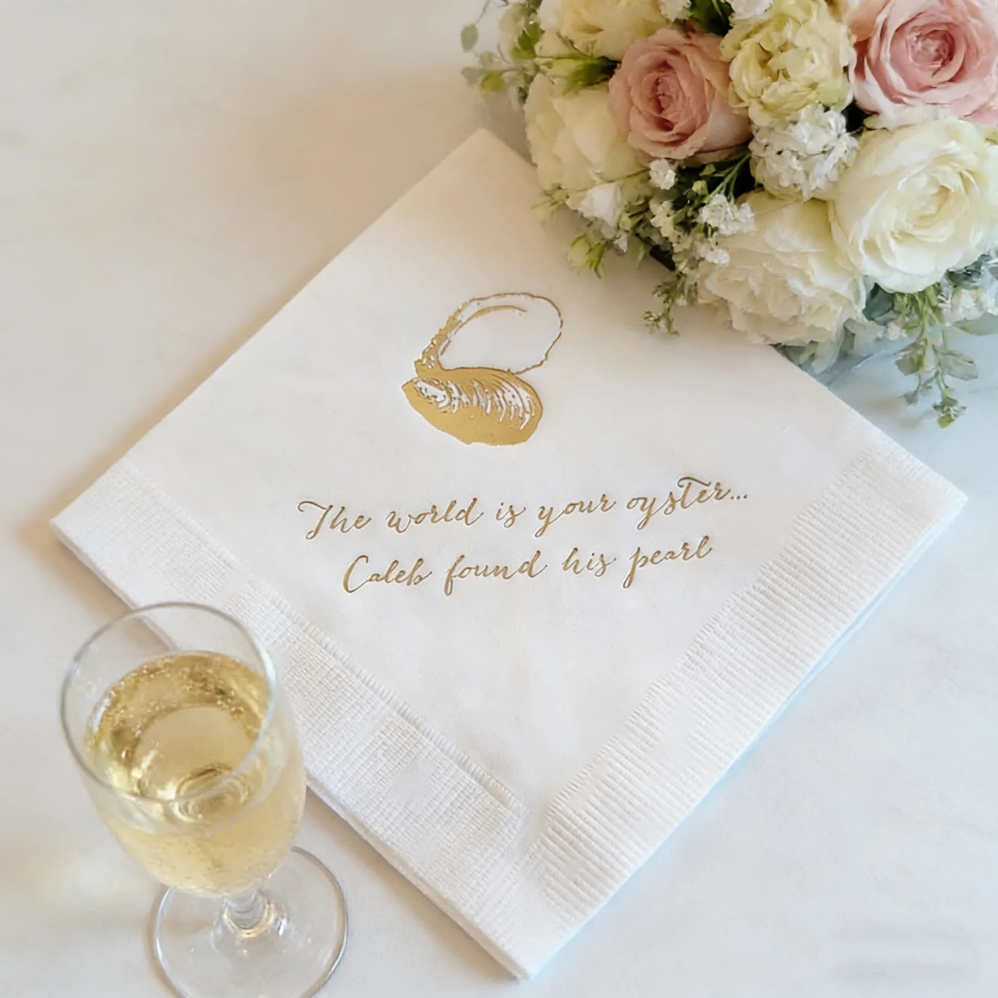 50 Tovaglioli Personalizzati a Tema Ostriche per Raw Bar, Frutti di Mare, Monogramma, in Carta, per Cocktail, Pranzo, Cena, Ospiti
