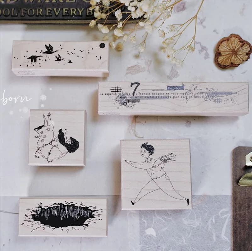 Vintage Romantic Love Couple Words Wooden Rubber Stamp Set DIY Scrapbooking Photo Album Journal Material Wooden Stamps