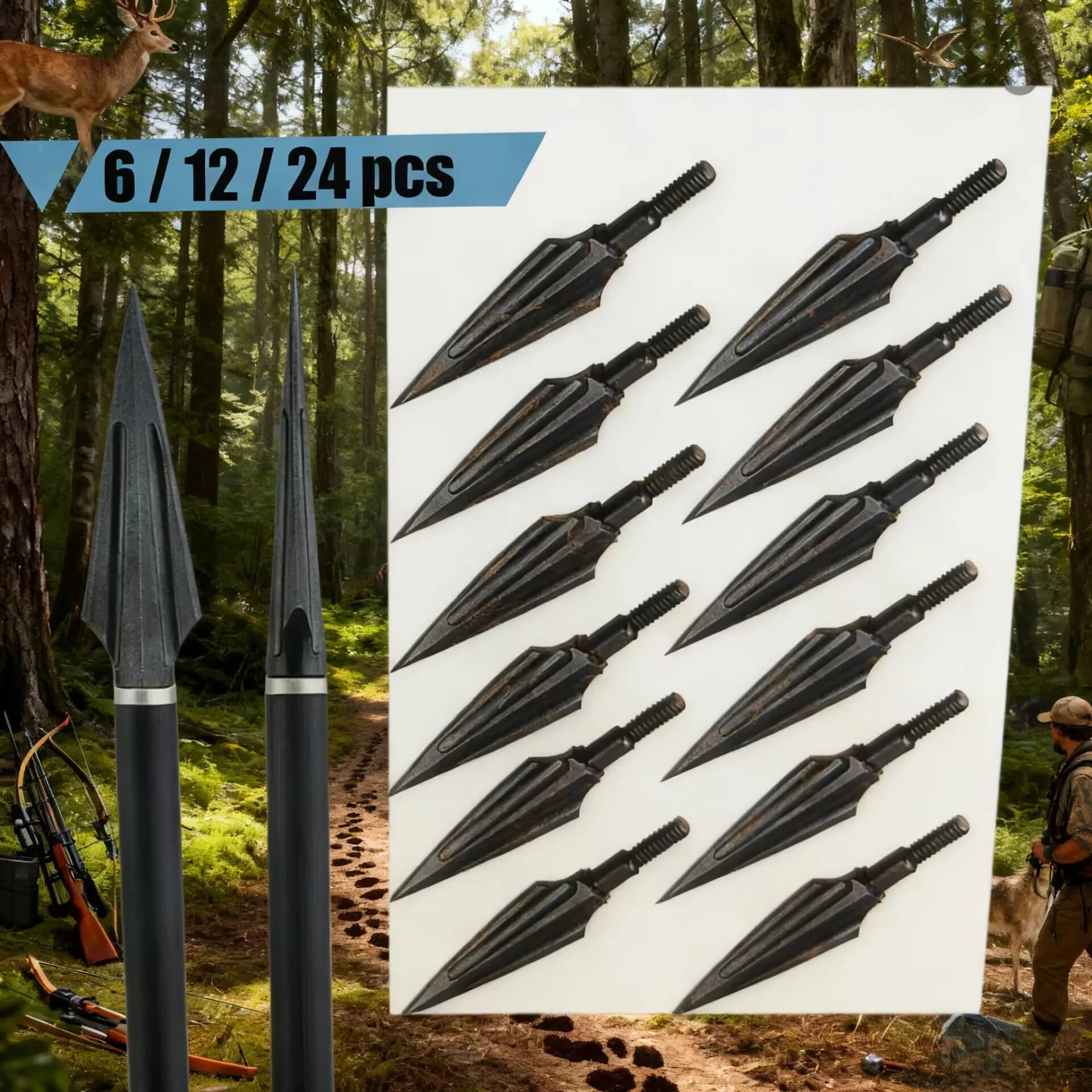 Punte per Frecce da Caccia in Carbonio da 120 Grani per Arco Compound e Longbow, Tiro con l'Arco all'Aperto