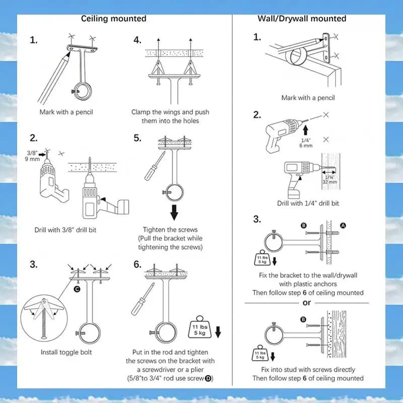 A11I Ceiling Mounted Tent Brackets, Ceiling Bracket for Heavy Duty Loads for 1 Inch Tent Holders (set of 10, black)