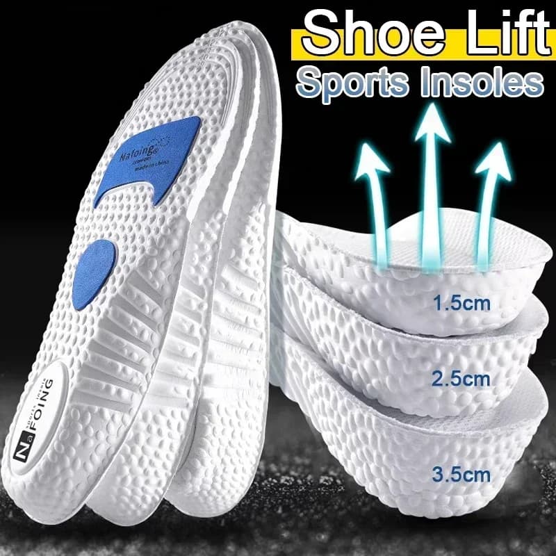 Solette per aumento di altezza Cuscinetti per scarpe in memory foam in silicone Supporto per arco Cuscino ortopedico Sport Corsa Inserti per sollevare il tallone