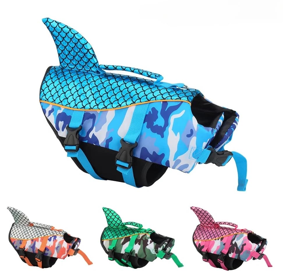 Abbigliamento da nuoto per cani lucido Abbigliamento di sicurezza Gilet Costume da bagno Gilet di salvataggio galleggiante per cani da compagnia all'aperto XS-2XL