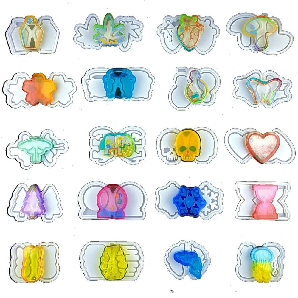 DIY Shaker Mold Silicone Epoxy Resin Mold Pot Dolphin Tree Pot Keychain Jewelry Accessories