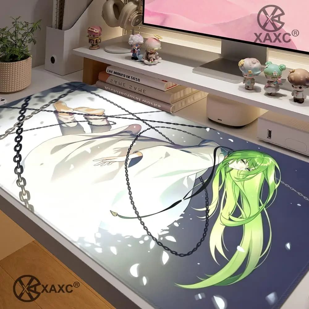F-Fate Series Enkidu Anime Mouse Pad Green Hair Aesthetic Desk Mat Non-slip Gaming Keyboard Mat Mouse Carpet HYBXXC