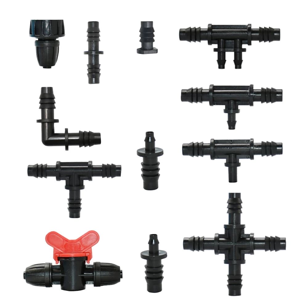 20-50 pz 1/4 "3/8" Garden Tube Connector Barb 8/11 x 4/7mm x 3/5mm Pipe Reducing Splitter Connector Tee Gomito End Spina Straight
