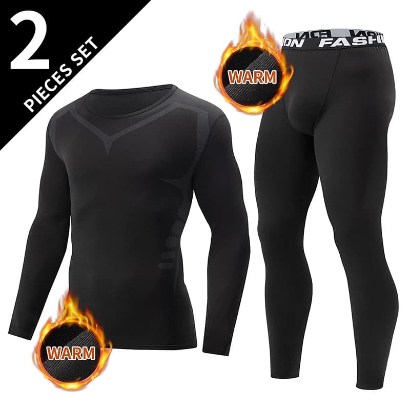 2/4 pieces fall/winter man black long sleeve pants set underwear youth fitness running base shirt sports pants casual elasticized