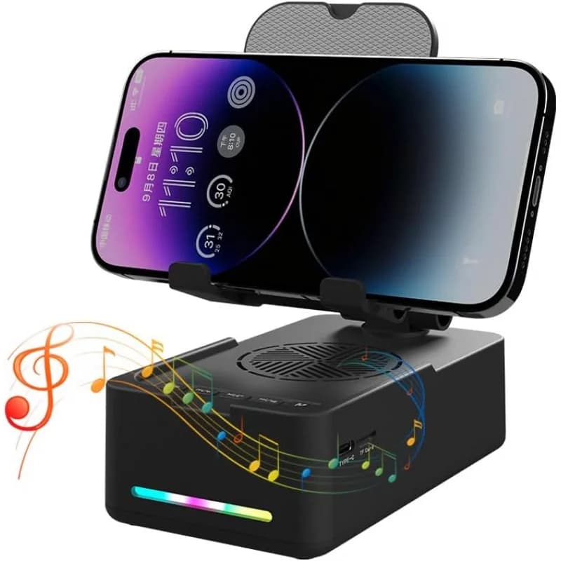 CYBORIS Pieghevole, Regali per Uomo Donna, Altoparlante Bluetooth Senza Fili con Supporto per Cellulare e Antiscivolo B