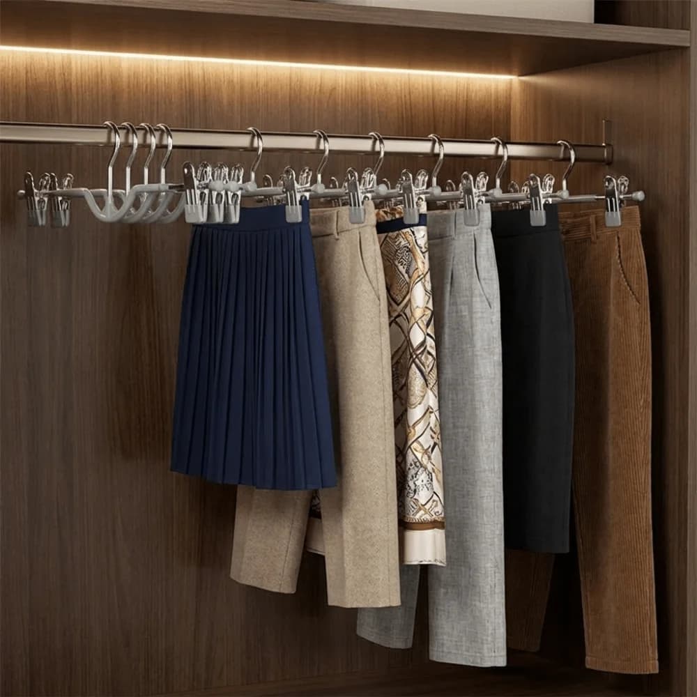 10 Pieces Hooks Stainless Steel Dresses With Clips for Short Neck Pants, Anti-slip PVC Coats, Without Tracks, Windproof, To Dry Clothes
