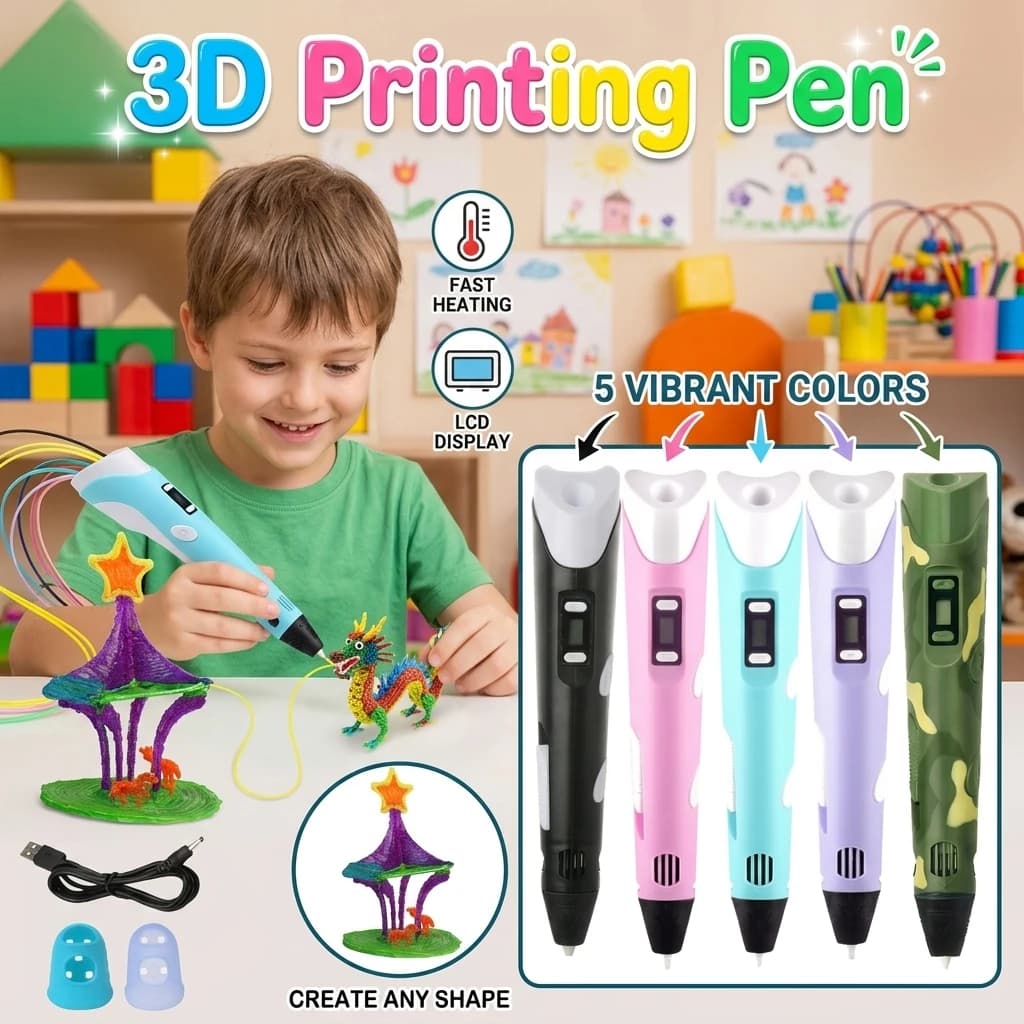Penna per Stampa 3D con Schermo LED, Filamento PLA, Penna Magica per Disegno, Regalo Creativo Educativo Fai-da-Te per Bambini e Ragazzi